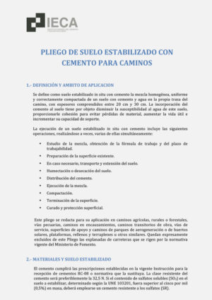 Pliego de suelo estabilizado con cemento para caminos