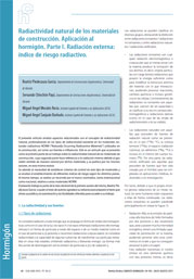 Radiactividad natural de los materiales de construcción. Aplicación al hormigón. Parte 1: Radiación externa: índice de riesgo radiactivo